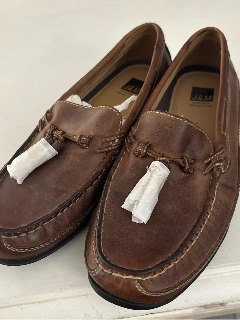 Brown Leather Tassel Loafers - Classic Men’s Driving Shoes 9.5 - Picture 2 of 5
